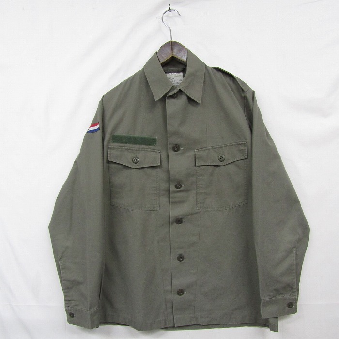 80s オランダ軍実物 サイズ L~ ARMY ユーティリティ シャツ ジャケット 2ポケット ワッペン 古着 ビンテージ ミリタリー 2N2457_画像1