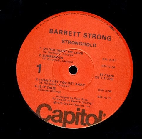 USオリジLP！シュリンク付 Barrett Strong / Stronghold (1st) 75年【Capitol / ST-11376】バレット・ストロング Surrender 等収録 ソウル_画像2