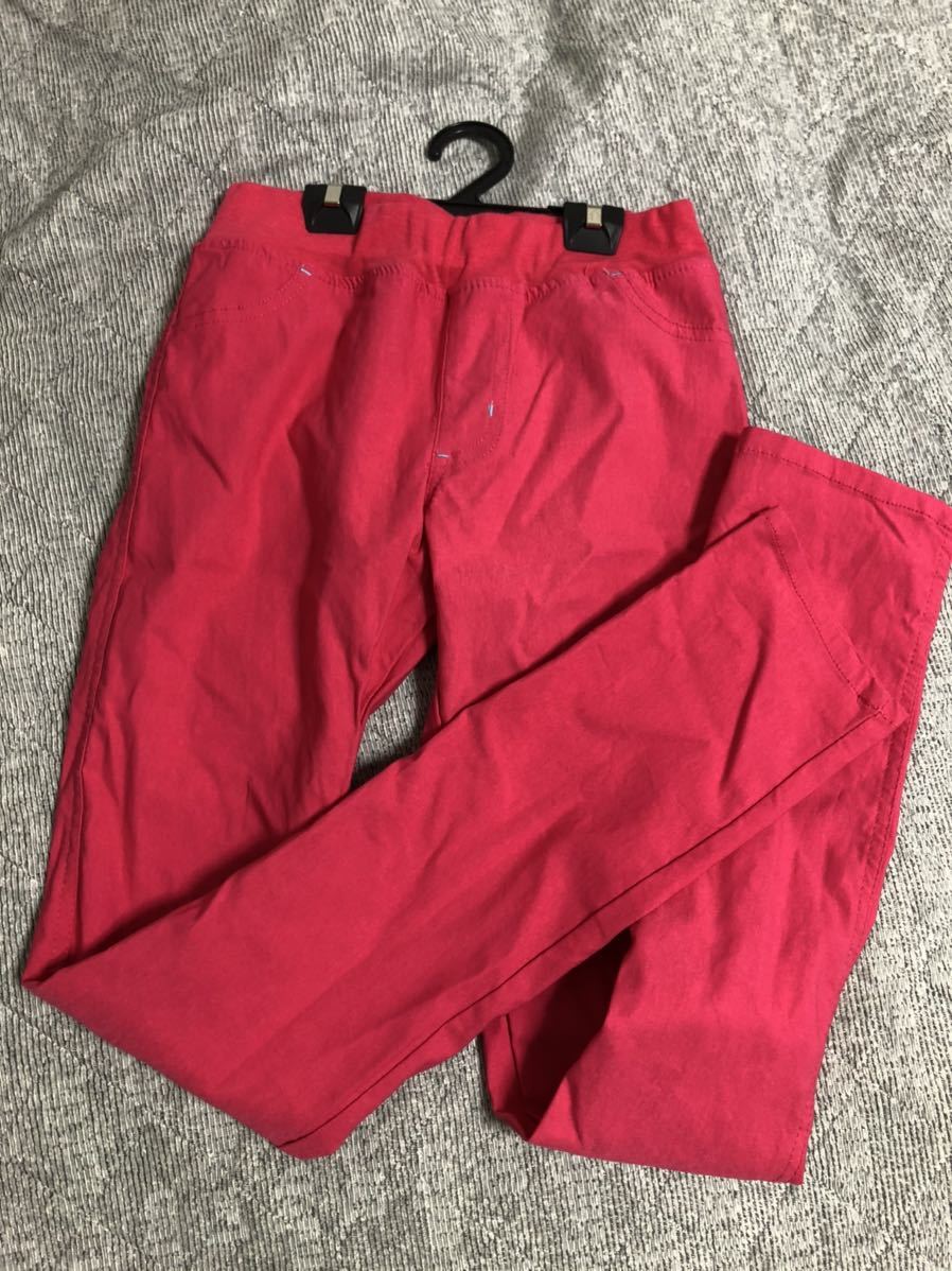 長ズボン、フル丈パンツ、ストレッチパンツ／濃いピンク／サイズ150_画像2