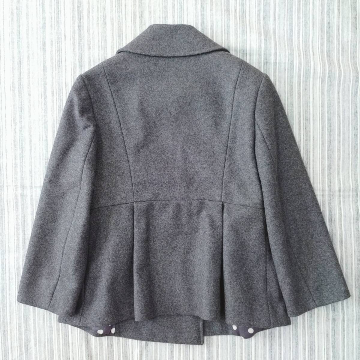 △送料込△★極美品★シモネッタ/マメール＊裏地ドット柄＊Pコート＊カシミヤ混＊10/150㎝_画像5