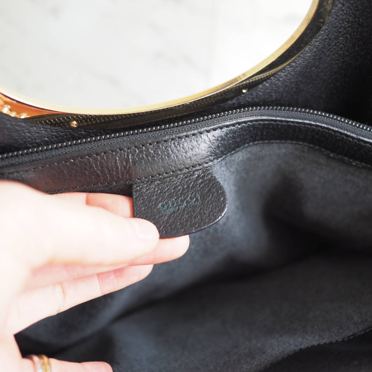 美品 オールドグッチ GUCCI バケツ型 ハンドバッグ トートバッグ ゴールド金具 ブラック レザー 黒 ビンテージ ヴィンテージ ブランド