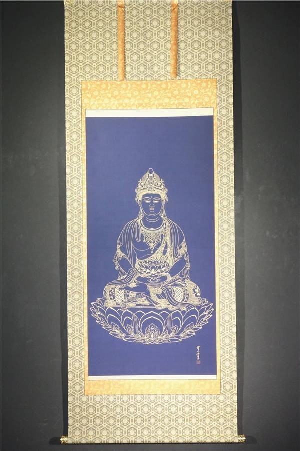 真作】近代日本画仏画の名手 木村武山 『聖観音』 共箱二重箱 名品