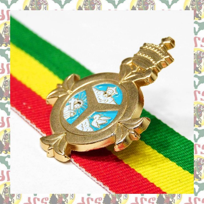 ダブロク【drs】2D エナメル ピンバッチ a151　エチオピア 勲章 メダル エチオピア ハイレセラシエ皇帝 LIONOFJUDAH
