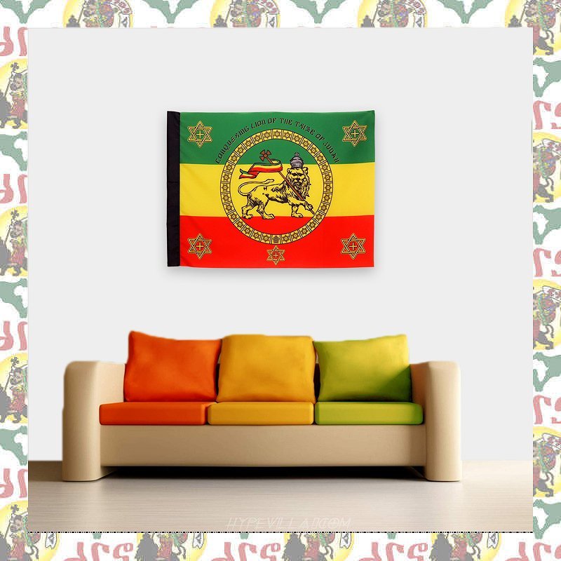 【drs】ラスタ旗 エチオピア 皇帝ハイレセラシエ一世 Imperial Standard 壁飾り レゲエ フラッグ ライオン ラスタ JAH ETHIOPIA MOA AMBESS_画像3
