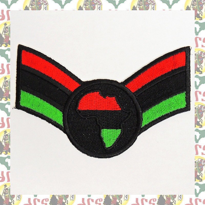 刺繍アイロンワッペン wap-a49 エチオピア ハイレセラシエ皇帝 ジャマイカ ラスタ ラスタカラー レゲエファッション ラスタファッション