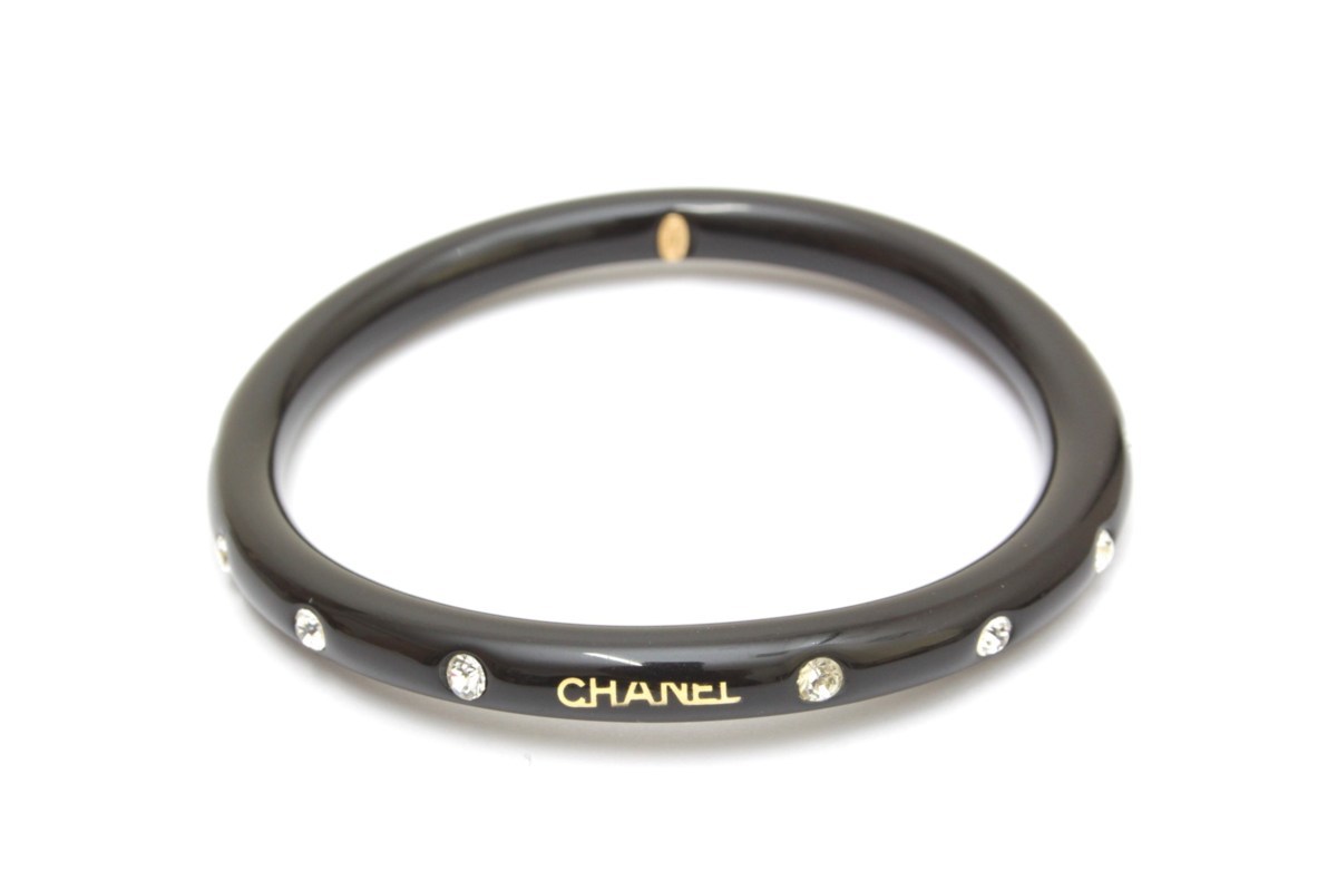 1T206☆シャネル CHANEL☆ 00A ラインストーン ブレスレット バングル 良品【ニューポーン】_画像1