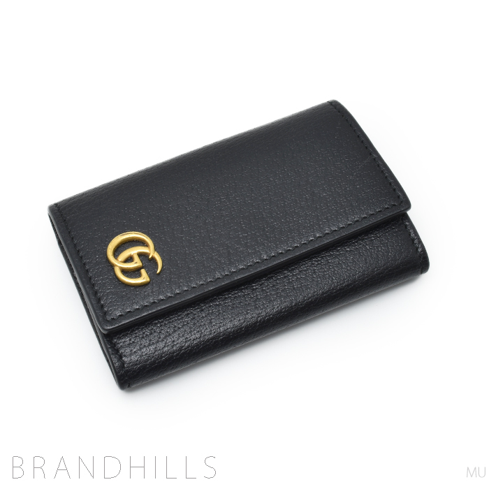 GUCCI 6連キーケース GGマーモント ブラック 435305 レザー