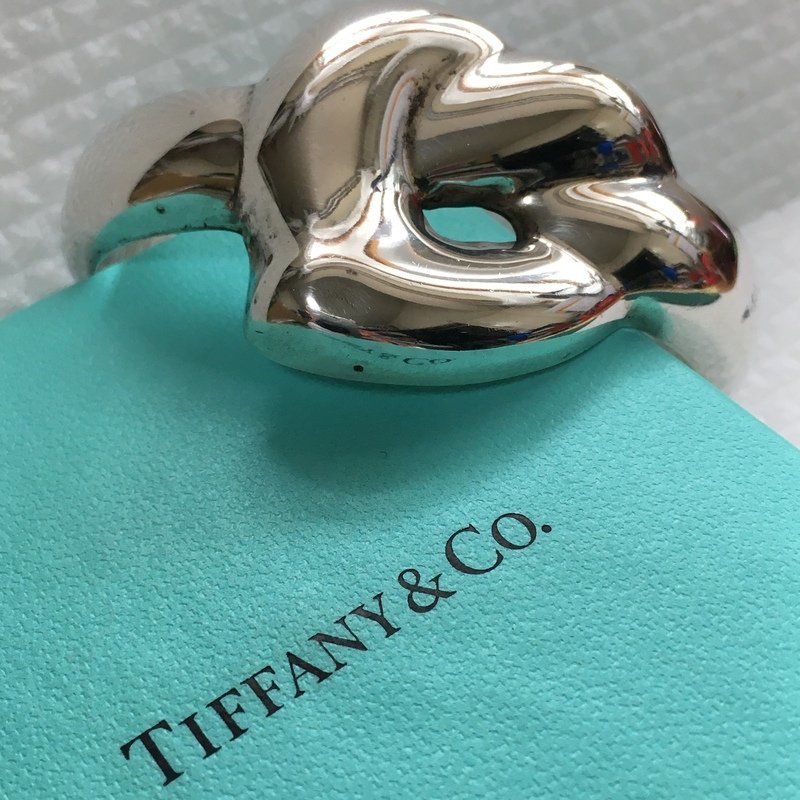 TIFFANY&CO ティファニー 1978 STERLING 925 イタリー シルバー バングル ブレス ビンテージ ワイドノット ボーン ハートカフ IW209DA04TFF