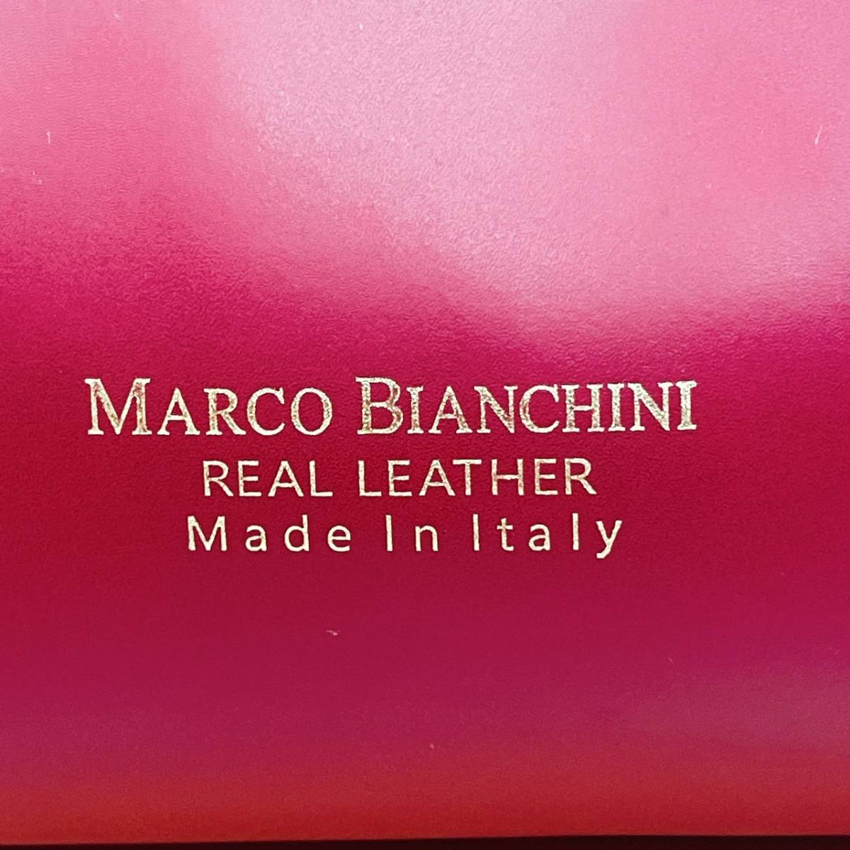 MARCO BIANCHINI REAL LEATHER ポーチ 赤 ゴールド 箱付き レザー イタリア製 【7562_画像6