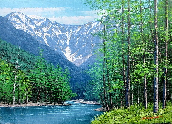 油彩画 洋画 (油絵額縁付きで納品対応可) M15号 「穂高連峰」 広瀬 和