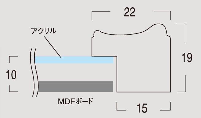 デッサン用額縁 木製フレーム アクリル ES4518 三三 銀箔_画像2