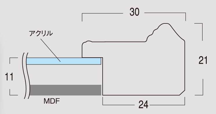 デッサン用額縁 木製フレーム アクリル MS302 大全紙 金箔 銀箔 金箔ブラック_画像2