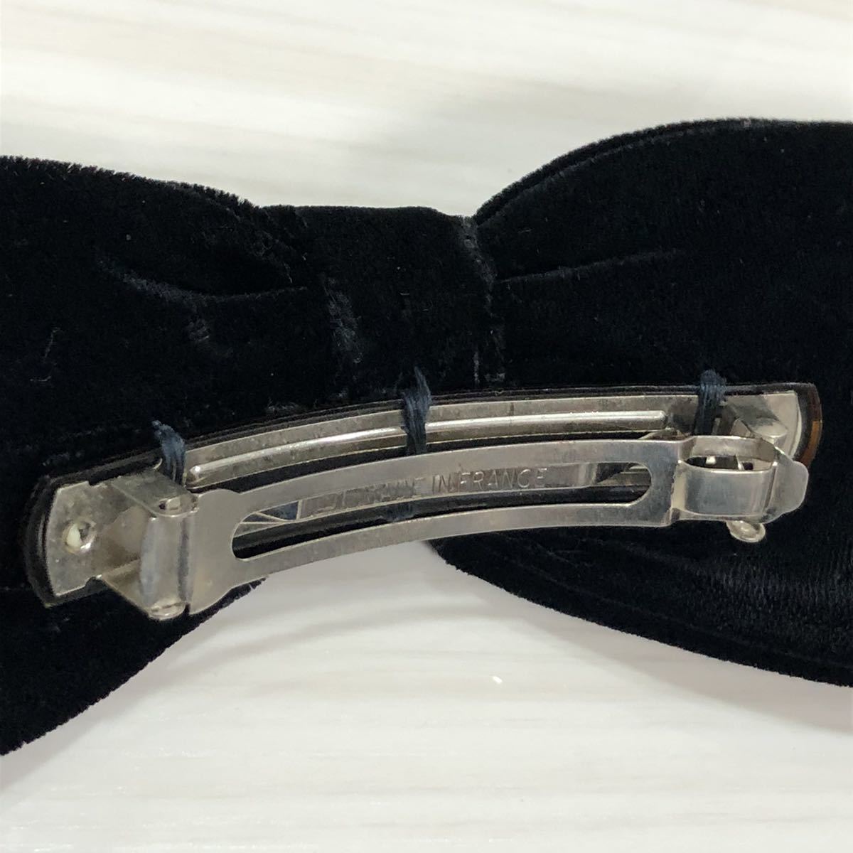 [ редкость, прекрасный товар ] Chanel Vintage велюр лента заколка стразы ( труба Y151 B26 )