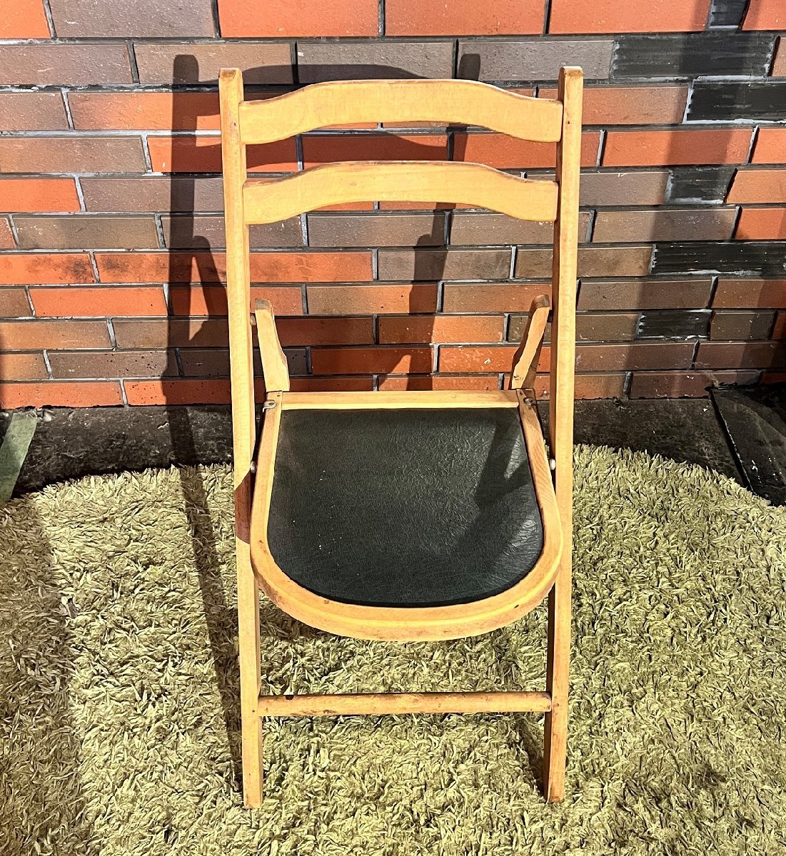 ジャパンヴィンテージ フォールディングチェア 木材 ウッドチェア 折りたたみ椅子 レトロ_画像5