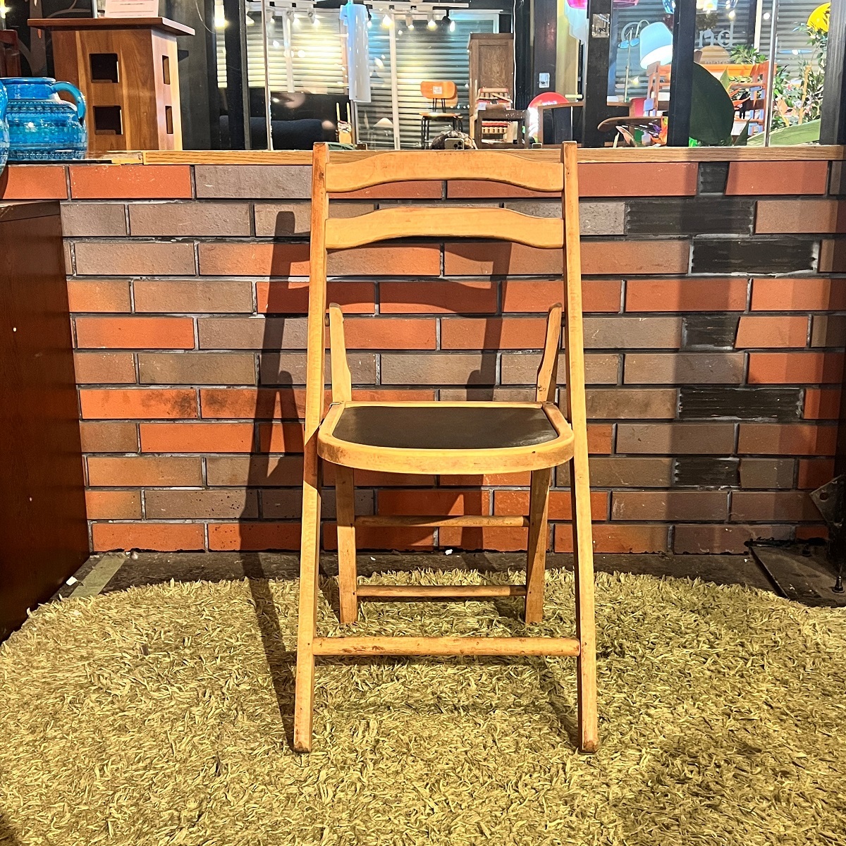 ジャパンヴィンテージ フォールディングチェア 木材 ウッドチェア 折りたたみ椅子 レトロ_画像2