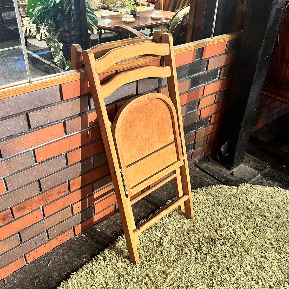 ジャパンヴィンテージ フォールディングチェア 木材 ウッドチェア 折りたたみ椅子 レトロ_画像7