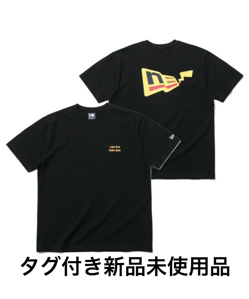 高い品質 ピカチュウ ポケモン ERA NEW フラッグロゴ ブラック Tシャツ