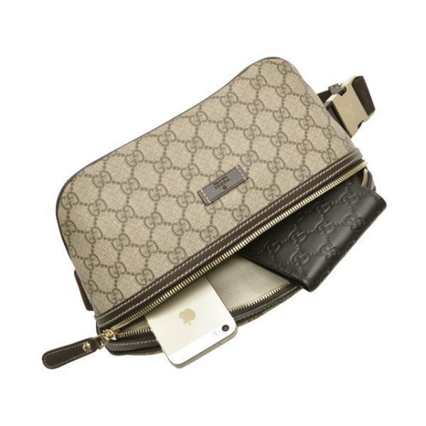 新品新古グッチGUCCIアイコンGG総柄PVC加工ボディバッグ レザー部位