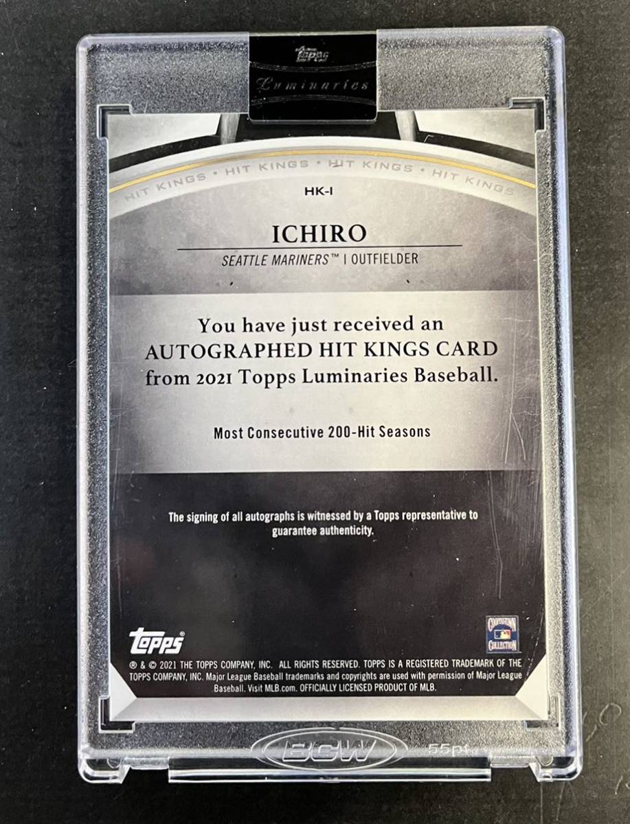 イチロー 1枚限定 直筆サインカード 2021 Topps Luminaries Baseball ichiro Mariners Auto  Black 1/1 Hit Kings Autographs 直書きサイン