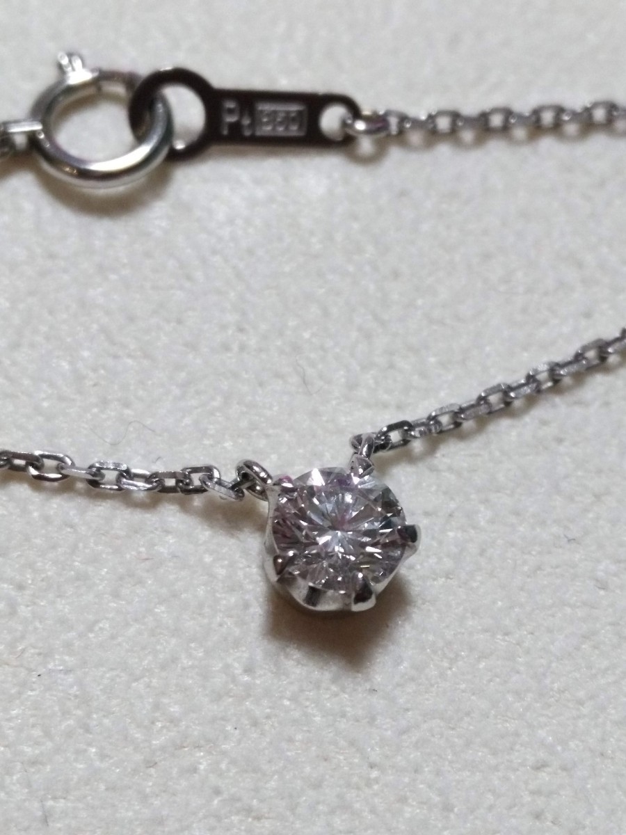 高価値セリー 美品 プラチナ 0.1ctダイヤモンドネックレス 一粒ダイヤ