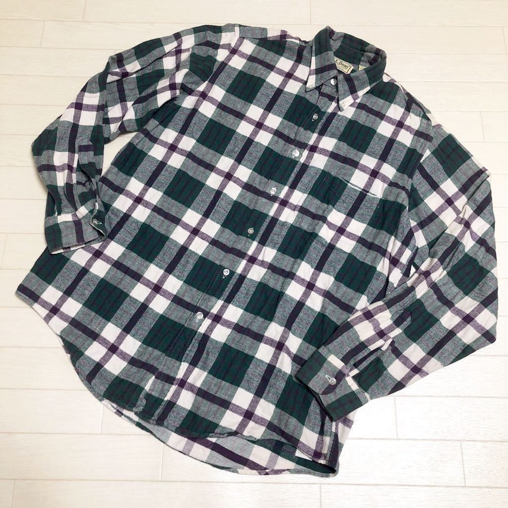 【国内正規品】 3063★ USA製 L.L.Bean エルエルビーン 長袖 ネルシャツ ボタンシャツ チェック M メンズ ホワイト グリーン パープル ビンテージ 男性用 【国内正規品】 3063★ USA製 L.L.Bean エルエルビーン 長袖 ネルシャツ ボタンシャツ チェック M メンズ ホワイト グリーン パープル ビンテージ 男性用