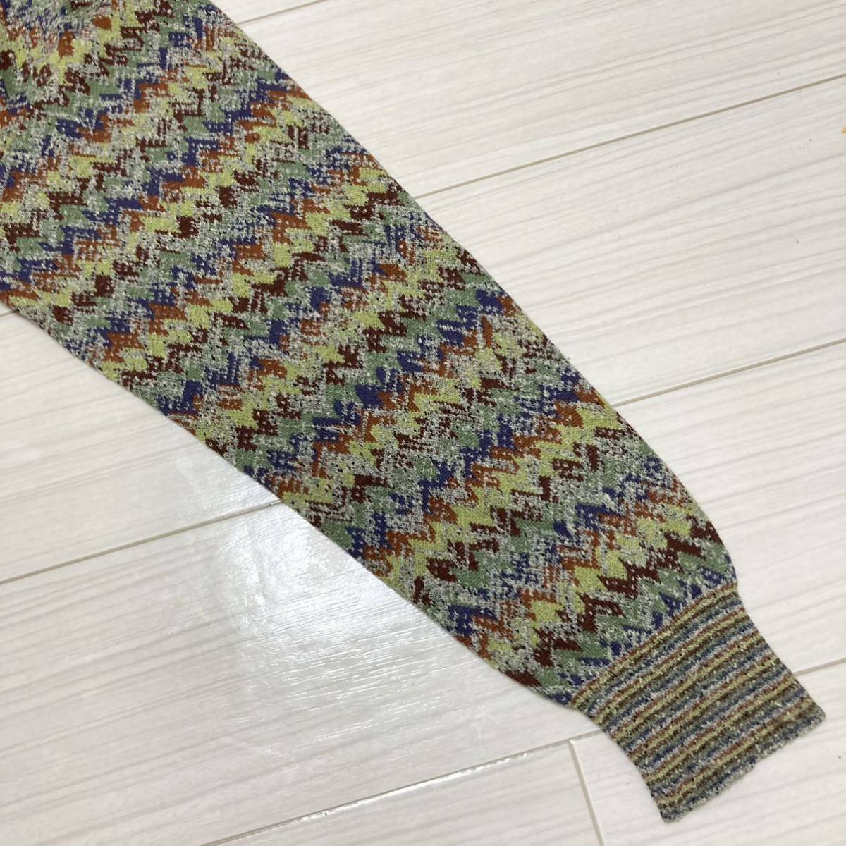 80s Vintage MISSONI ミッソーニ 幾何学模様ニットカーディガン 80s Vintage MISSONI ミッソーニ 幾何学模様ニットカーディガン