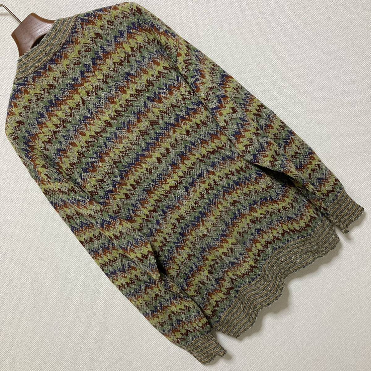 80s Vintage MISSONI ミッソーニ 幾何学模様ニットカーディガン 80s Vintage MISSONI ミッソーニ 幾何学模様ニットカーディガン