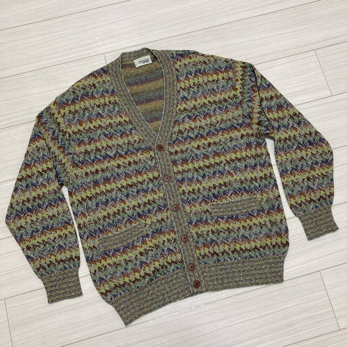 80s Vintage MISSONI ミッソーニ 幾何学模様ニットカーディガン 80s Vintage MISSONI ミッソーニ 幾何学模様ニットカーディガン