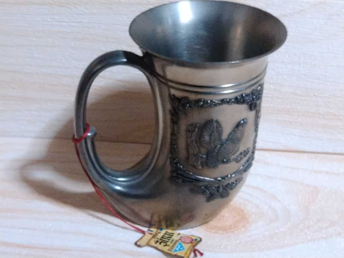  ultra rare! dead stock goods! beer jug! west Germany! Vintage! hunting horn baby's bib n95%!Zinn! mug! thing 