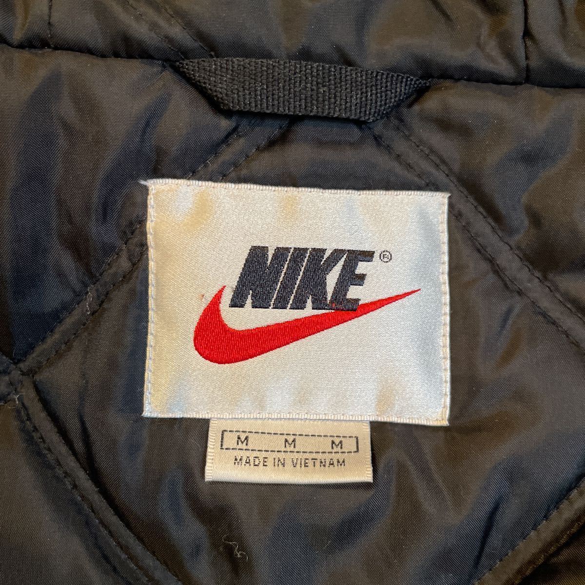 90s NIKE/ Nike bench пальто жакет M черный большой вышивка с хлопком стеганое полотно спорт 