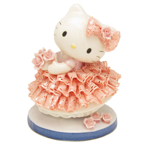 サンリオハローキティレースドールセラミック陶器人形ドレスドールフィギュアHello Kitty Lace Doll White pottery doll figure_画像1