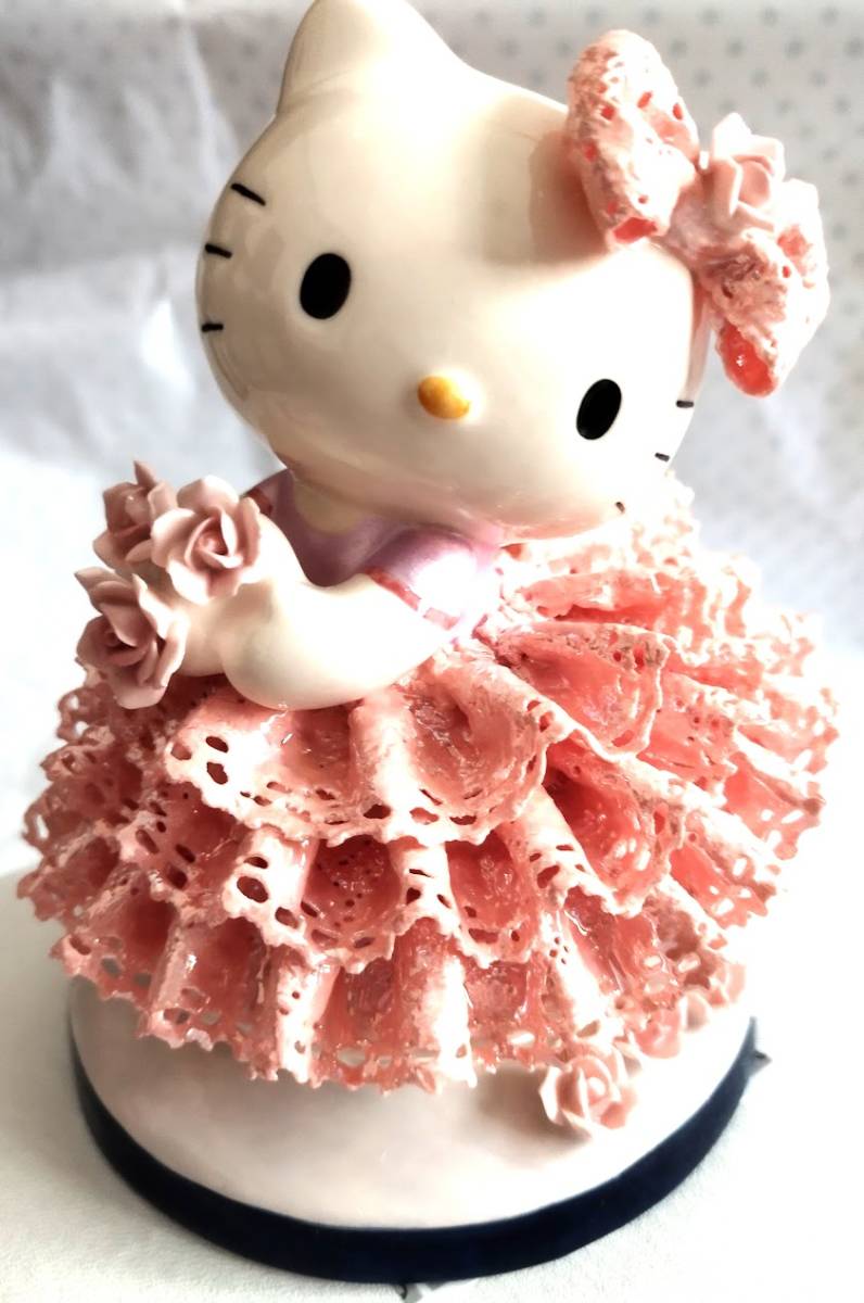 サンリオハローキティレースドールセラミック陶器人形ドレスドールフィギュアHello Kitty Lace Doll White pottery doll figure_画像6