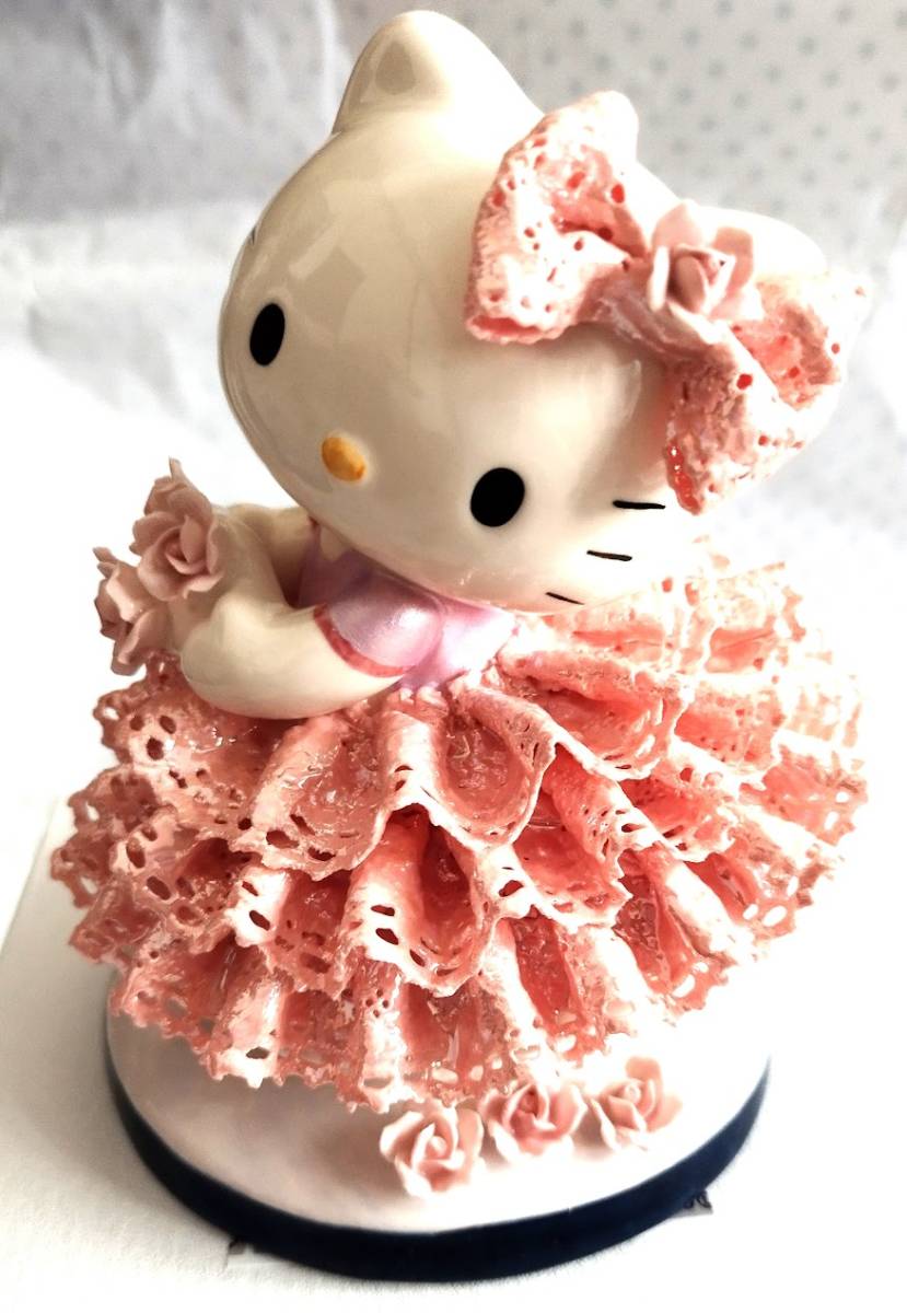 サンリオハローキティレースドールセラミック陶器人形ドレスドールフィギュアHello Kitty Lace Doll White pottery doll figure_画像3