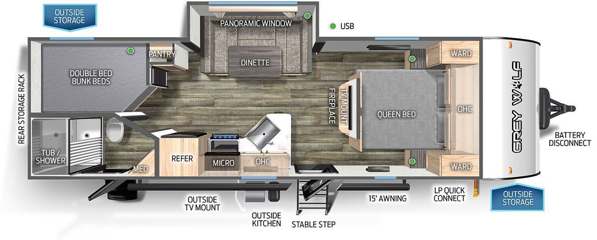 [WING] new car 2022 year of model camping trailer total length approximately 9m 1 sliding out GREY WOLF 23DBH trailer house unit house holiday house 