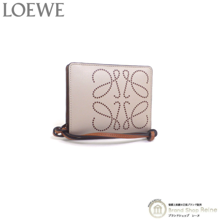 ロエベ （LOEWE） コンパクト ジップ ウォレット 二つ折り 財布 C500Z41X04 Light Oat/Tan（美品）中古