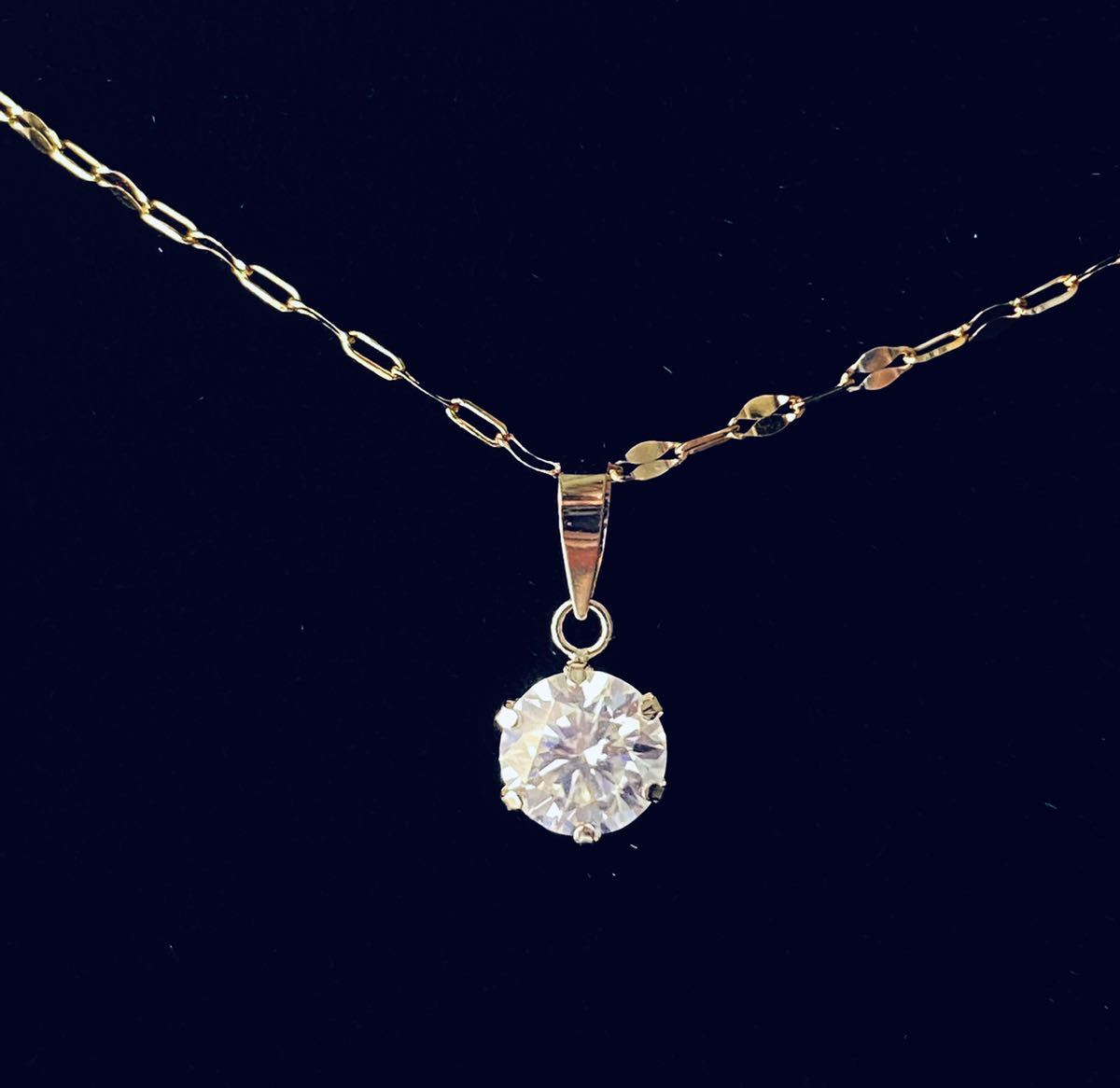新品 K18 ダイヤモンド ダイアモンド　モアサナイト　ネックレス　ペンダント 0.7ct K18yg 18金　ペダルチェーン　H&C ヴィンテージ