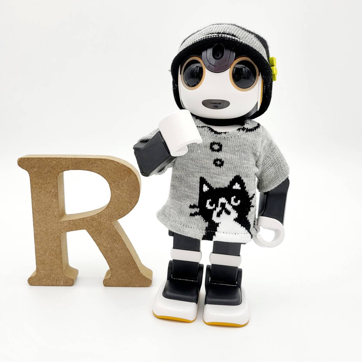 ロボホン RoBoHoN ロボホンの服 猫ちゃんTシャツ&キャップセット（ライトグレー）_画像1