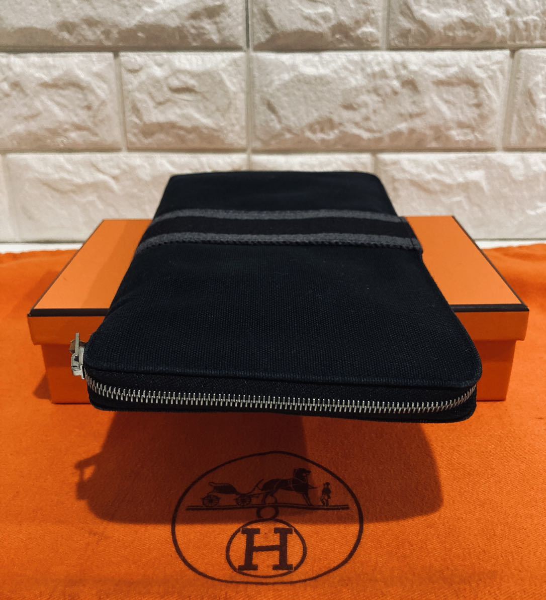 HERMES 極上美品 エルメス フールトゥ パース GM 長財布 ブラック_画像7