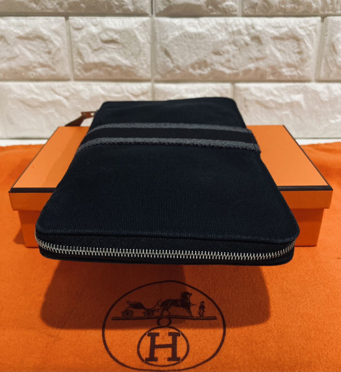 HERMES 極上美品 エルメス フールトゥ パース GM 長財布 ブラック_画像8