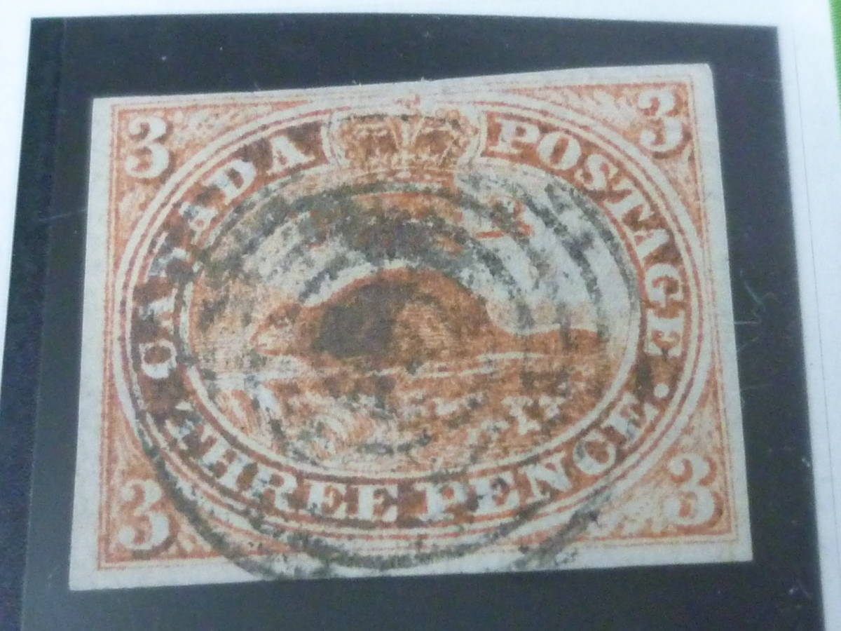 23　A　№1　カナダ 最初の切手　1851年　SC#1　ビーバー　3c　FM VF 使用済　【SC評価 $1,150】_画像2