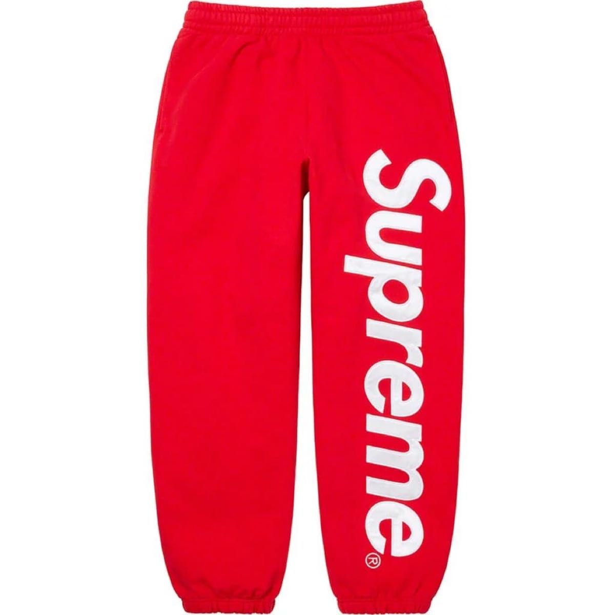 Supreme Satin Applique Sweatpant RED メンズファッション ジャージ