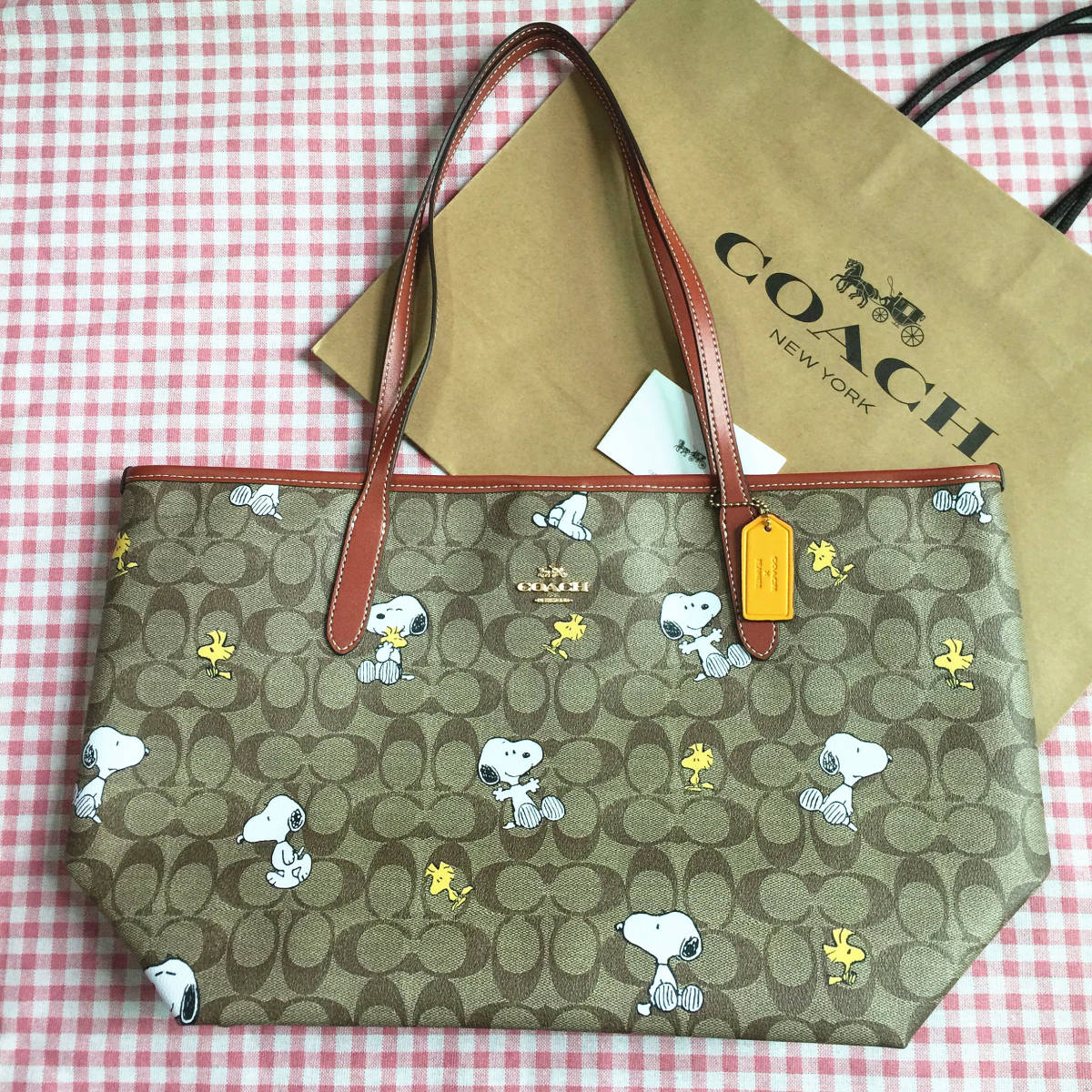 COACH X PEANUTS】スヌーピー ウッドストック トートバッグ