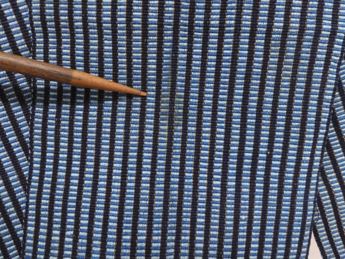 ＜銀の斧＞木綿+紙・アンティーク東北庄内真田帯・藍染め・すっきり美しい帯・インテリアに_画像10