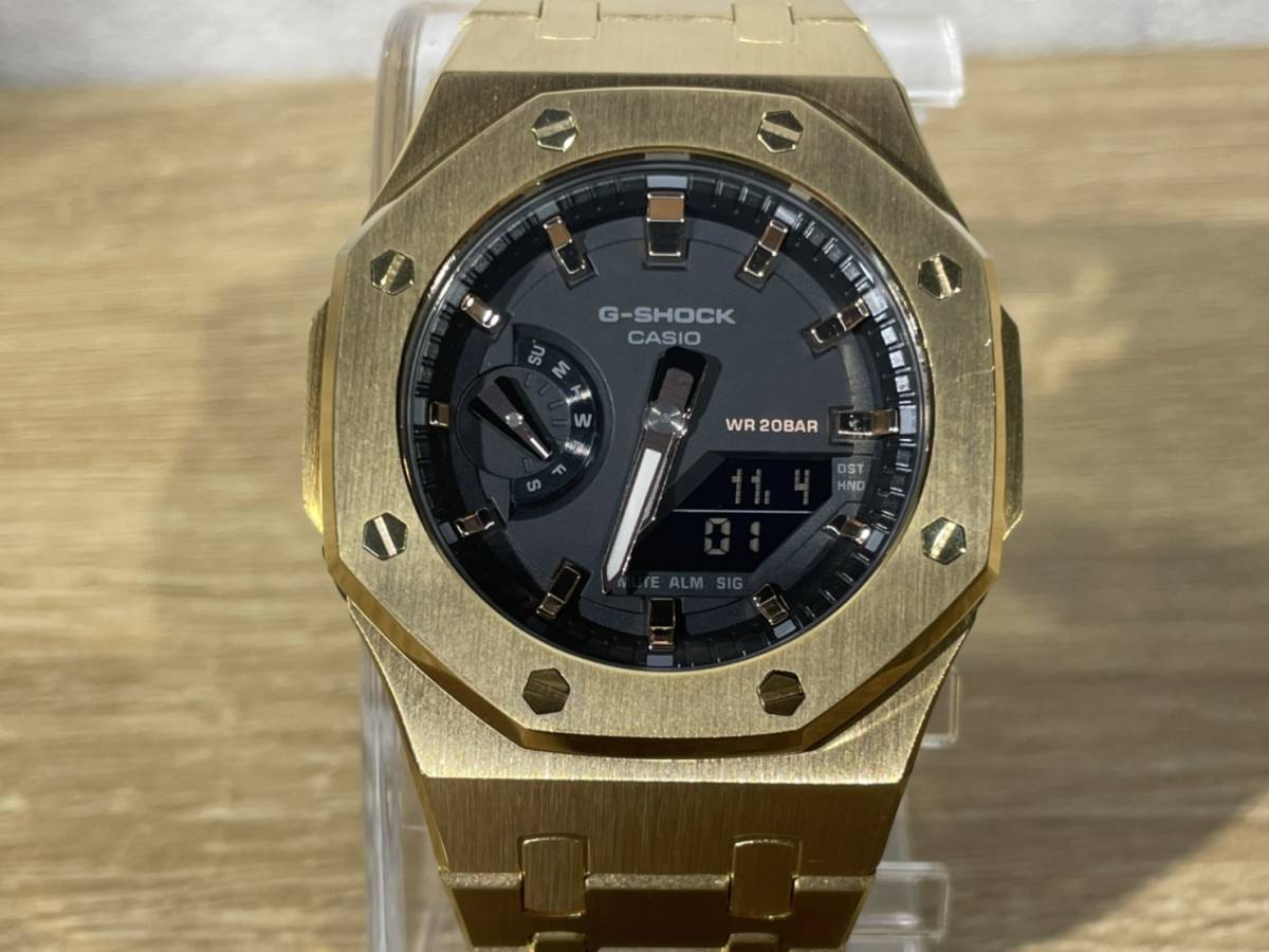 新品未使用 Gショック ゴールドメタル カスタム gma-s2100-1a 腕時計、アクセサリー メンズ腕時計