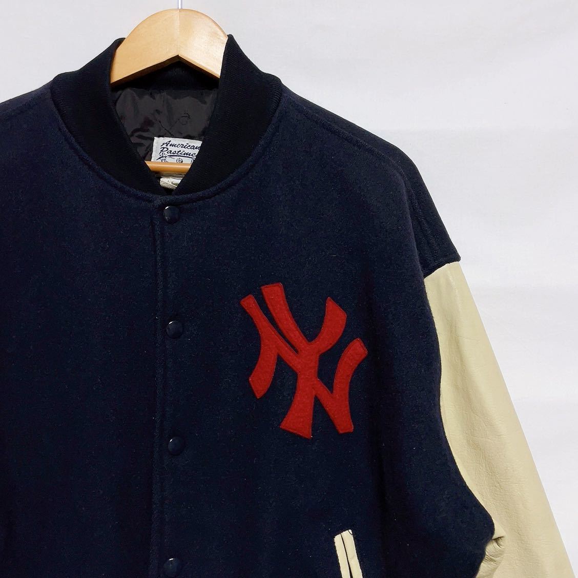 90s American Pastimes USA製 袖レザー スタジャン ヤンキース Yankees オールド ビンテージ_画像1