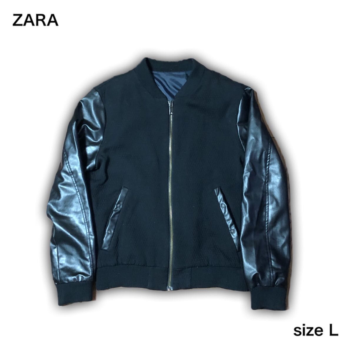 限定値下げ!ZARA ザラ スタジャン MA-1 ジップアップブルゾン メルトン 袖レザー ロンハーマン レザージャケット
