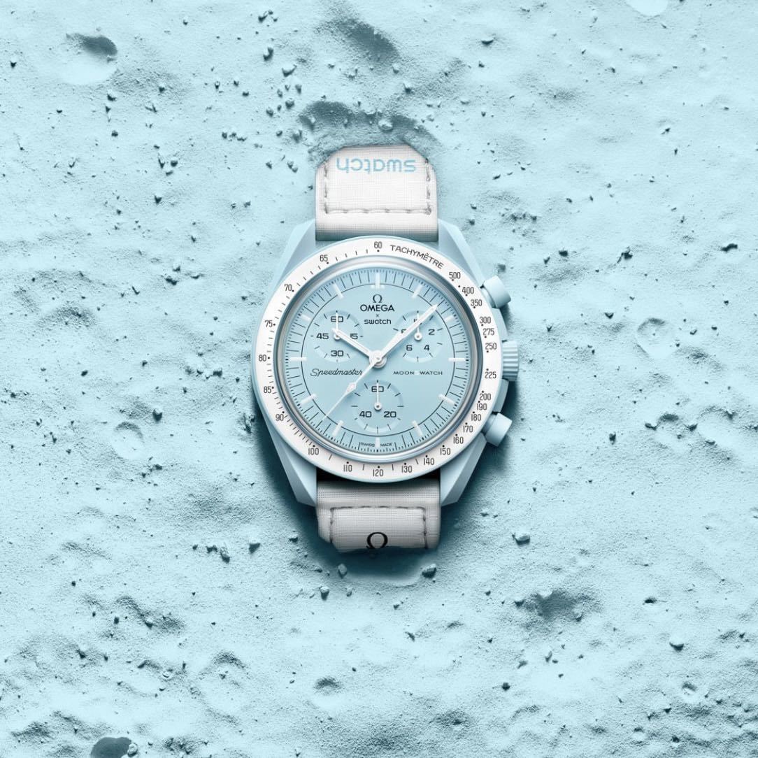 送料無料 水色 Swatch Omega Bioceramic Moonswatch Mission to URANUS