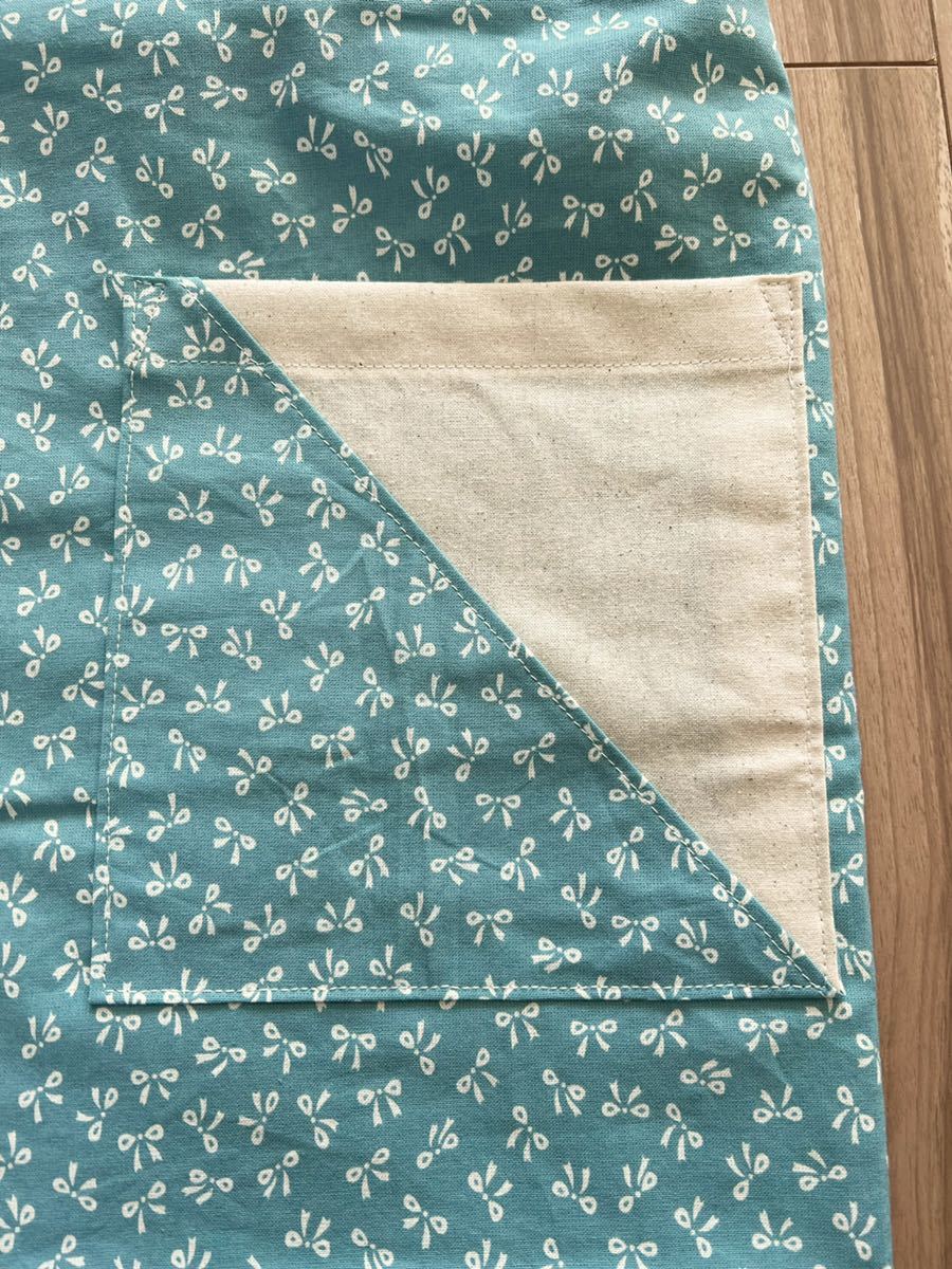 * hand made * ribbon pattern for children apron * triangle width * pouch size 130 turquoise 