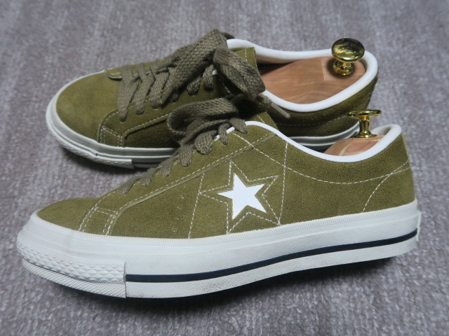 2.4万★美品 国産 CONVERSE ONE STAR J SUEDE OLIVE MADE IN JAPAN コンバース ワンスター スウェード オリーブ 日本製 US5.0 24cm_画像3