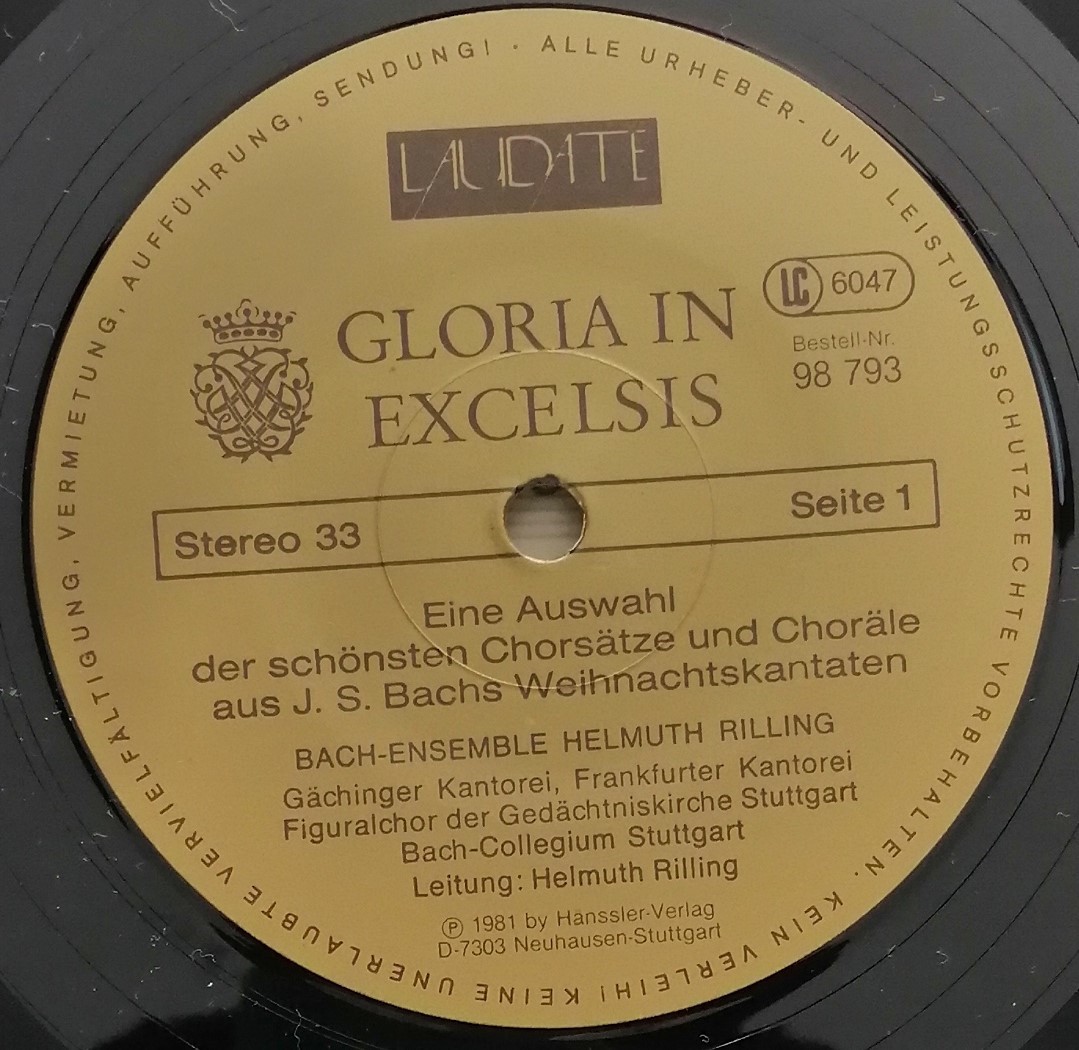 輸入LP盤 ヘルムート・リリンク/Stuttgart Bach Colegium 　Bach 「クリスマス・カンタータ」　コラール集_画像3